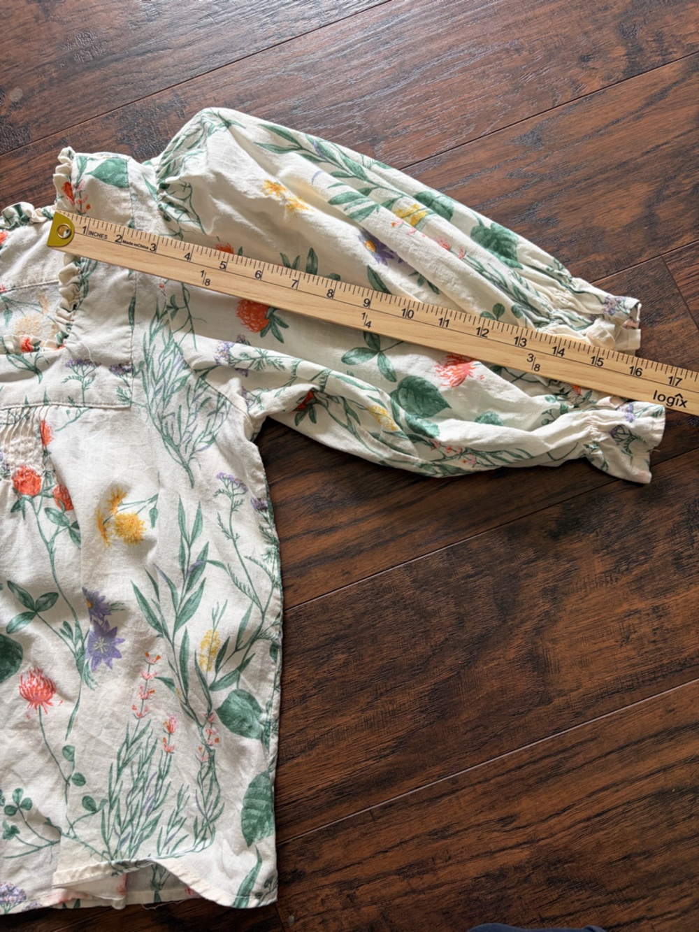 Laura Ashley Linen Blend Floral Square Neck Short Sleeve Blouse - Picture 6 of 10